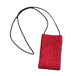 Red vintage crochet crossbody phone pouch